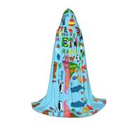 FHIZOAL South America Map With Icons Halloween Hooded Cape For Teenagers Witch Vampires Grim Reaper Costume Themed Parties Comic Con