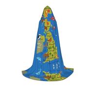FHIZOAL United Kingdom Map Halloween Hooded Cape For Teenagers Witch Vampires Grim Reaper Costume Themed Parties Comic Con
