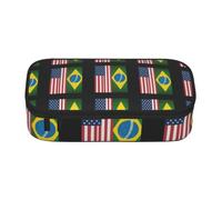 FHIZOAL United States Brazil Pencil Case Stationery Storage Pouch Big Capacity Teacher College Work