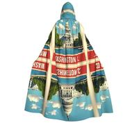 FHIZOAL Washington Dc Capitol Buildin Adult Hooded Cloak Vampire Witch Cape Halloween Christmas Cosplay Costumes Themed Parties