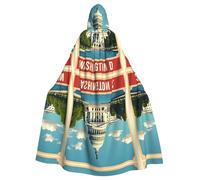FHIZOAL Washington Dc Capitol Buildin Hooded Cloak Hooded Robe Halloween Christmas Witch Vampires Grim Reaper Costume Cosplay Party