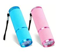 FHJAMOSI 2 Pcs Super Bright 9 LED Mini Pocket Torches with Lanyard | Glow-In-The-Dark Battery Powered Torches, Blue & Pink, Ideal Outdoor Gift for Camping, Hiking & All-Age Emergency Use