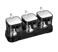 Fhjsyeirly Glass Storage Jars Spice Containers Set with Stainless Steel Lids and Spoons for Sugar Serving Salt Coffee Tea