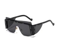 FHKQMLFQ Rimless Sunglasses for Women Unique Square Sunglasses with Metal Rivets Men Trendy Frameless Glasses Female UV400 Glasses