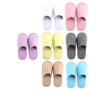 Fhlprte 7 Pairs Disposable Guest Slippers, Closed Toe Coral Fleece Spa Slippers with Non Slip Memory Foam Sole, One Size Fits Most 28.5×11.5cm Unisex Indoor House Shoes for Hotel Airbnb Spa Travel