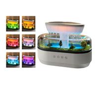 Fhlprte Micro Landscape Raindrop Humidifier, 250ml Ultrasonic Cool Mist Aroma Diffuser with Simulated Rain White Noise, 7 Colour LED Night Light for Bedroom Office Relaxation Gift
