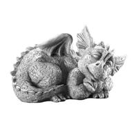 Fhlprte Stone Figure Dragon Gonzo, Small Antique Dragon Garden Figure, 30 x 23 x 26 cm Stone Figure, Frost-Resistant, Weatherproof, Grey, Fountain Figure for Garden Pond Mini Pond, for Outdoor Use