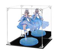 FHMIDIC Acrylic Display Case, Clear Action Figures Display Case with Mirrored Back, Dustproof Showcase Alternative Glass Display Case for Collectibles, Figures, Lego, Models, Toys (25x25x25cm)