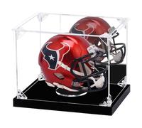 FHMIDIC Mini Helmet Display Case, Acrylic 1/2 Football Baseball Helmet Display Case with Mirror Back, Dustproof Sports Memorabilia Showcase, Clear Display Case for Collectibles Figures (20.3x15x15cm)