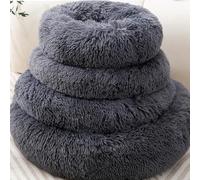 Fhodigogo Cat Bed for Indoor Cats, Donut Calming Bed for Small Dogs, Non-Slip Machine Washable, Warm Cozy Cushion for Small Dogs & Kittens for 3KG Pet Bed, Grey - A