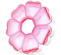 FHORAIN Weekly Pill Organiser, Cute, 7 Day, Large Compartments, Portable Tablet Box, Round, Vitamin and Supplement Case (Clear Pink)
