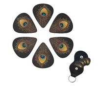 FHPCE 10380 Guitar Picks 3 Different Layers with Storage Box Peacock Feather Gold for Acoustic Guitar Bass Electric Ukulele 0.96mm White (6 Pack)
