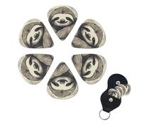 FHPCE 10380 Guitar Picks Set of 6 3 Different Layers Sloth Design My Spirit Animal Design for Acoustic Guitar Bass Electric Ukulele 0.46mm White