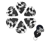 FHPCE 10380 Guitar Picks Set of 6 3 Different Layers with Storage Box Black and White Checked Formula Checked Flags for Acoustic Guitar Bass Electric Ukulele