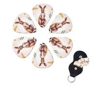 FHPCE 10380 Guitar Picks Set of 6 3 Different Layers with Storage Box Cartoon Kangaroo Zoo Acoustic Guitar for Electric Bass Ukulele 0.96mm White