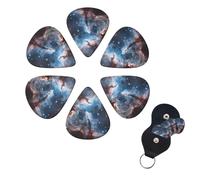 FHPCE 10380 Guitar Picks Set of 6 3 Different Thickness Guitar Picks with Storage Box Universe Galaxy Space Acoustic Guitar for Bass, Electric Ukulele, 0.46mm, White