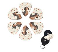 FHPCE 6 x Guitar Picks 3 Layers with Storage Box My Dog Dachshunds for Acoustic Guitar Bass Electric Ukulele 0.96mm White 10380