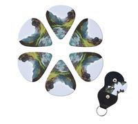 FHPCE 6 x Guitar Picks 3 Layers with Valley Rivers Storage Box for Acoustic Guitar Bass Electric Ukulele 0.46mm White 10380