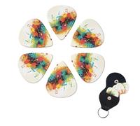 FHPCE Guitar Picks 6 Pcs 3 Different Thickness Guitar Pick With Storage Box Abstract Music Themed Guitar Picks Acoustic Guitar Plectrums for Bass Electric Ukulele, 0.71mm, White, 10380