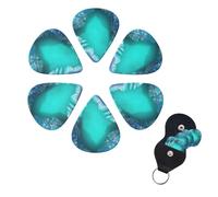 FHPCE Guitar Picks 6 Pcs 3 Different Thickness Guitar Pick With Storage Box Aqua Blue Turquoise Guitar Picks Acoustic Guitar Plectrums for Bass Electric Ukulele, 0.96mm, White, 10380