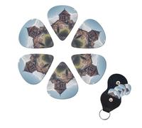 FHPCE Guitar Picks 6 Pcs 3 Different Thickness Guitar Pick With Storage Box Armenian Church Guitar Picks Acoustic Guitar Plectrums for Bass Electric Ukulele, 0.96mm, White, 10380