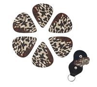 FHPCE Guitar Picks 6 Pcs 3 Different Thickness Guitar Pick With Storage Box Brown Cowhide Guitar Picks Acoustic Guitar Plectrums for Bass Electric Ukulele, 0.71mm, White, 10380