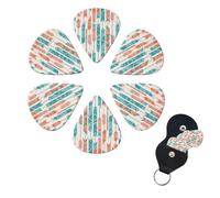 FHPCE Guitar Picks 6 Pcs 3 Different Thickness Guitar Pick With Storage Box Coral and Teal Arrows Guitar Picks Acoustic Guitar Plectrums for Bass Electric Ukulele, 0.96mm, White, 10380