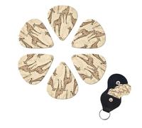 FHPCE Guitar Picks 6 Pcs 3 Different Thickness Guitar Pick With Storage Box Hand Drawn Giraffes Guitar Picks Acoustic Guitar Plectrums for Bass Electric Ukulele, 0.71mm, White, 10380
