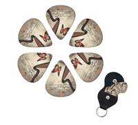 FHPCE Guitar Picks 6 Pcs 3 Different Thickness Guitar Pick With Storage Box Harp and Butterfly Guitar Picks Acoustic Guitar Plectrums for Bass Electric Ukulele, 0.71mm, White, 10380