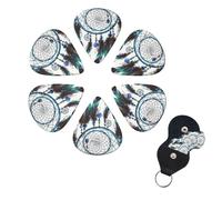 FHPCE Guitar Picks 6 Pcs 3 Different Thickness Guitar Pick With Storage Box Native Dream Catcher Guitar Picks Acoustic Guitar Plectrums for Bass Electric Ukulele, 0.71mm, White, 10380