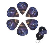 FHPCE Guitar Picks 6 Pcs 3 Different Thickness Guitar Pick With Storage Box Night in the desert Guitar Picks Acoustic Guitar Plectrums for Bass Electric Ukulele, 0.71mm, White, 10380