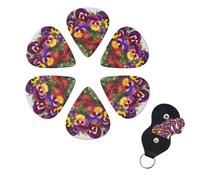 FHPCE Guitar Picks 6 Pcs 3 Different Thickness Guitar Pick With Storage Box Pansy Perfection Guitar Picks Acoustic Guitar Plectrums for Bass Electric Ukulele, 0.71mm, White, 10380
