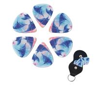 FHPCE Guitar Picks 6 Pcs 3 Different Thickness Guitar Pick With Storage Box Sea Animals Stingrays Guitar Picks Acoustic Guitar Plectrums for Bass Electric Ukulele, 0.46mm, White, 10380