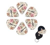 FHPCE Guitar Picks 6 Pcs 3 Different Thickness Guitar Pick With Storage Box Vintage Bird Flower Guitar Picks Acoustic Guitar Plectrums for Bass Electric Ukulele, 0.96mm, White, 10380