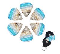 FHPCE Guitar Picks Set of 6 3 Different Layers with Storage Box, Seashells, Starfish, Acoustic Guitar Picks for Bass, Electric Ukulele, 0.71mm, White, 10380