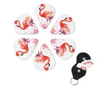 FHPCE Guitar Picks Set of 6 Guitar Picks 3 Different Layers with Watercolor Flamingo Storage Box for Acoustic Guitar Bass Electric Ukulele 0.96mm White 10380