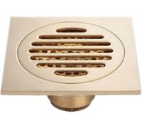 FHPEWXDG 4 Inch Shower Floor Drain Brass Shower Drain with Removable Cover Grid Grate, Square Floor Drainer with Hair Strainer for Kitchen Washroom Garage and Basement