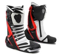 FHQGZT Motorcycle Boots for Men - Biker Riding Boots Waterproof with ATOP Fast-Closure System Ankle Crash Protection Non-slip Sole Motorbike Cycling Shoes Racing Sports (Red,10.5)