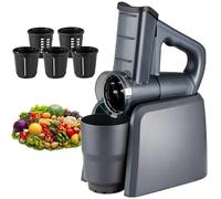 FHRKA 5-in-1 Vegetable Slicer, Electric Cheese Grater with 5-Interchangeable Drum Blades & Intelligent Digital Display 2600mAh Battery
