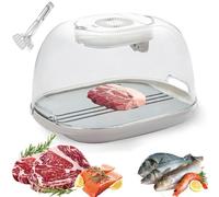 FHRKA Meat Defrosting Board - Circulating Air Thawing Tray with Drip Basket & Transparent Cover, Quick Thaw Machine for Steak, Chicken