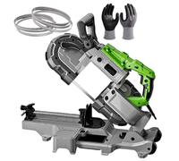 FHRKA Metal Band Saw/1100w Portable Metal Band Saw - 45° Adjustable Bevel, With 1 Gloves & 6 Saw Blades (Withbase)
