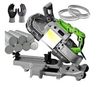 FHRKA Portable Band Saw, Removable Alloy Steel Base,4.72 In Cutting Diameter Hand Held Band Saw,Variable Speed Portable Bandsaw (Withbase)