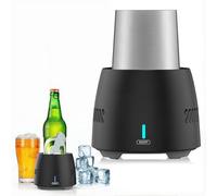 FHRKA Portable Cooling Cup, 350ML Bottle Drink Chiller, Quick Cooling Can Cooler Electric Smart Cooler Device for Beer, Drinks (Black)