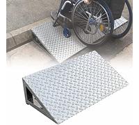 FHRKA Portable Wheelchair Ramp, Stainless Steel Scooter Mobility Non-Skid Threshold Ramps, Triangular Stable Structure Curb Ramp (100x30x10cm)
