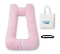 FHSGGP Travel Pillow Upgraded Version of Aircraft Travel Neck Pillow with Storage Bag, Sleep Pillows for Travel by Train, Car, or Plane, Supporting The Head and Body, Travel Pillow for Kids Pink