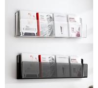 FHSLKXIM 2 Tier Magazine Rack, Clear Acrylic Brochure Holder Hanging Bookshelf, Wall Mount Documents Storage For Church, Coffee Shop, Home Display,Portfolio 2,L, 60cm/23.6in