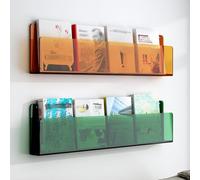 FHSLKXIM 2 Tier Magazine Rack, Clear Acrylic Brochure Holder Hanging Bookshelf, Wall Mount Documents Storage For Church, Coffee Shop, Home Display,Portfolio 8,L, 60cm/23.6in