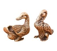 FHSLKXIM 2Pcs Brass Cute Duck Miniature Figurines,Copper Animal Lovers Goose Statue Sculpture Crafts Collection Office Home Study Desktop Ornament Bonsai Micro Landscape Sand Table Decor