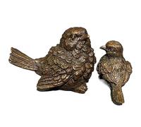 FHSLKXIM 2Pcs Brass Sparrow Magpie Model Miniature Figurines,Animals Bird Statue Sculpture Desktop Ornament Home Bonsai Landscaping Sand Table Car Decor Accessories Study Paperweight