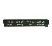 FHSLKXIM Cities World Time Zones Clock, 1.8 Inch 4 Time Zone Digital Led World Clock, 3-Speed Brightness Adjustment, Digital Static Display, For Hotel Airport Shopping Malls